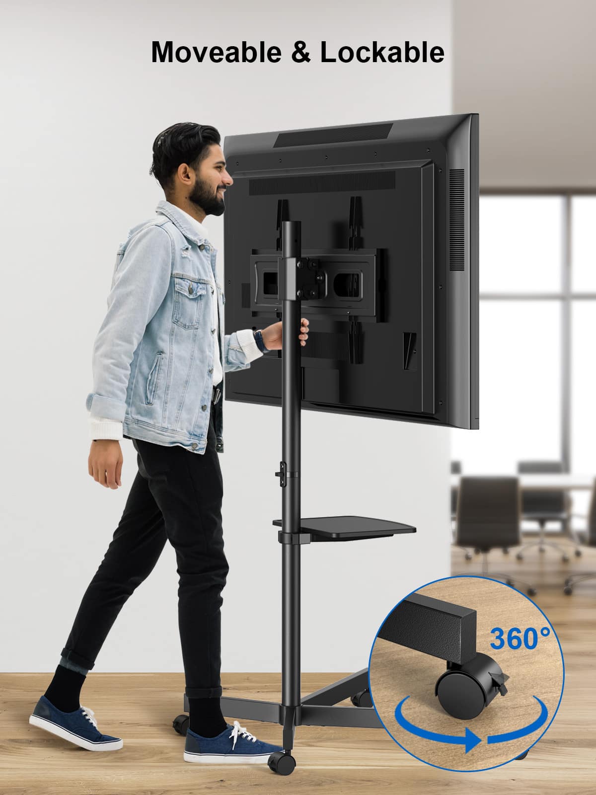 ErgoAV - 32″-55″ TV Cart - Black