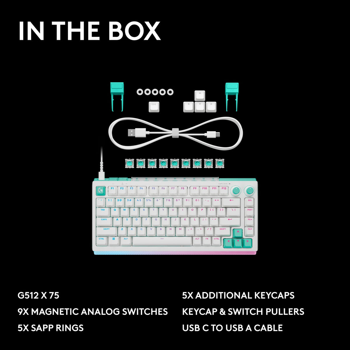 Logitech - G512 X 75 Tenkeyless DUAL SWAP Hot-Swappable TMR Analog / Mechanical Gaming Keyboard for PC, Mac with LIGHTSYNC RGB - White