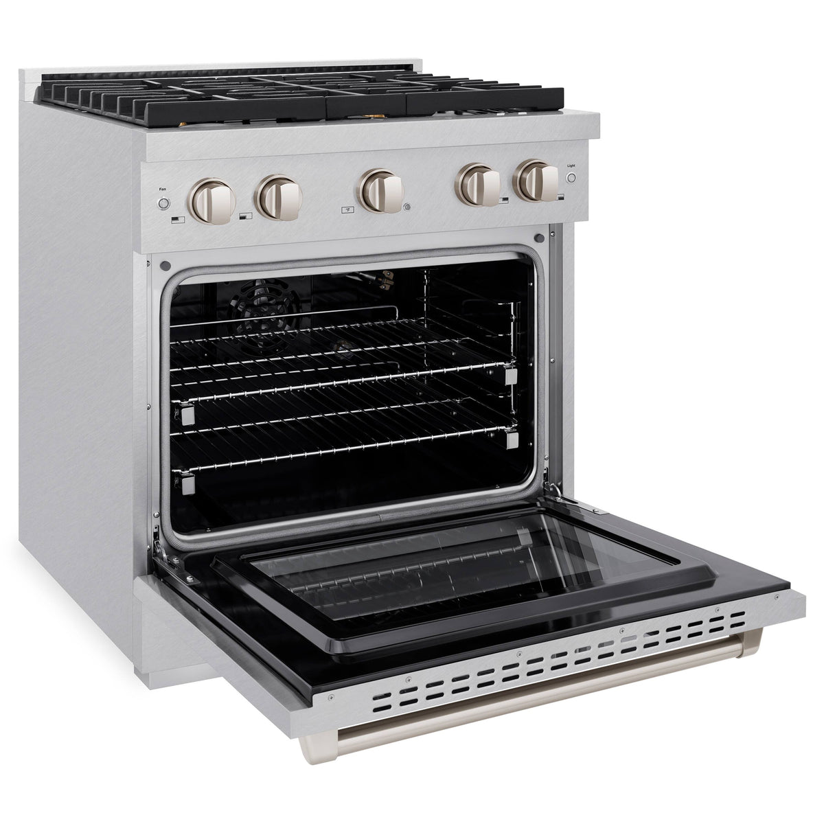 30 in. Wide 4 Burner ZLINE Paramount Satin Stainless Gas Range w/ Convection Oven (SGRS-BR-30) - Stainless Steel
