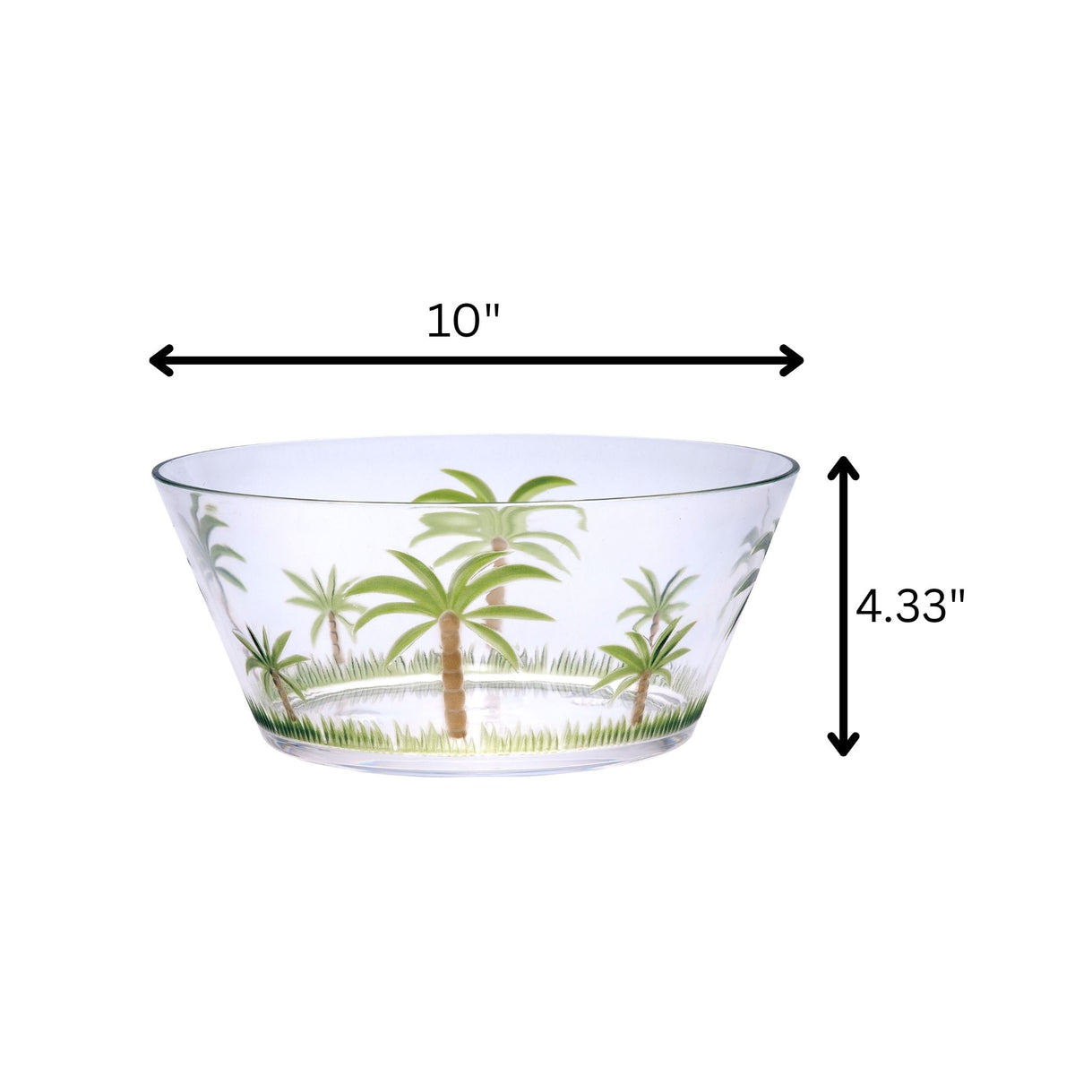 Palm Tree Acrylic Serving Bowls, Unbreakable Large Plastic Bowls