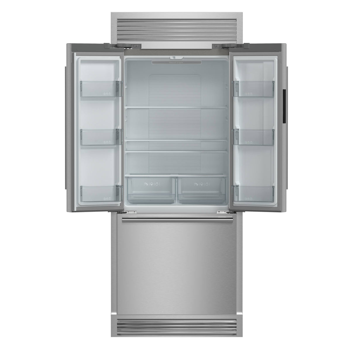 Forno Appliances - 30 in. Wide Gallipoli 17.5 Cu. Ft. Freestanding French Door Refrigerator with Decorative Trim Grill - Stainless Steel
