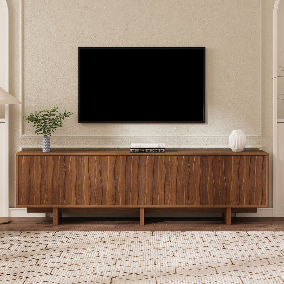 Mueble de TV estilo retro con puerta ondulada