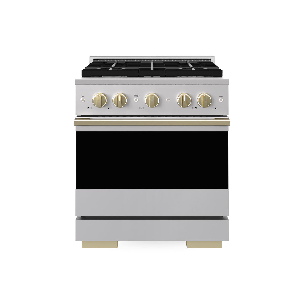 ZLINE - Autograph 30 in. 4.2 cu. ft. Marino Freestanding Gas Range with 4 Burners and Convection Oven with Bronze Accents - Stainless Steel