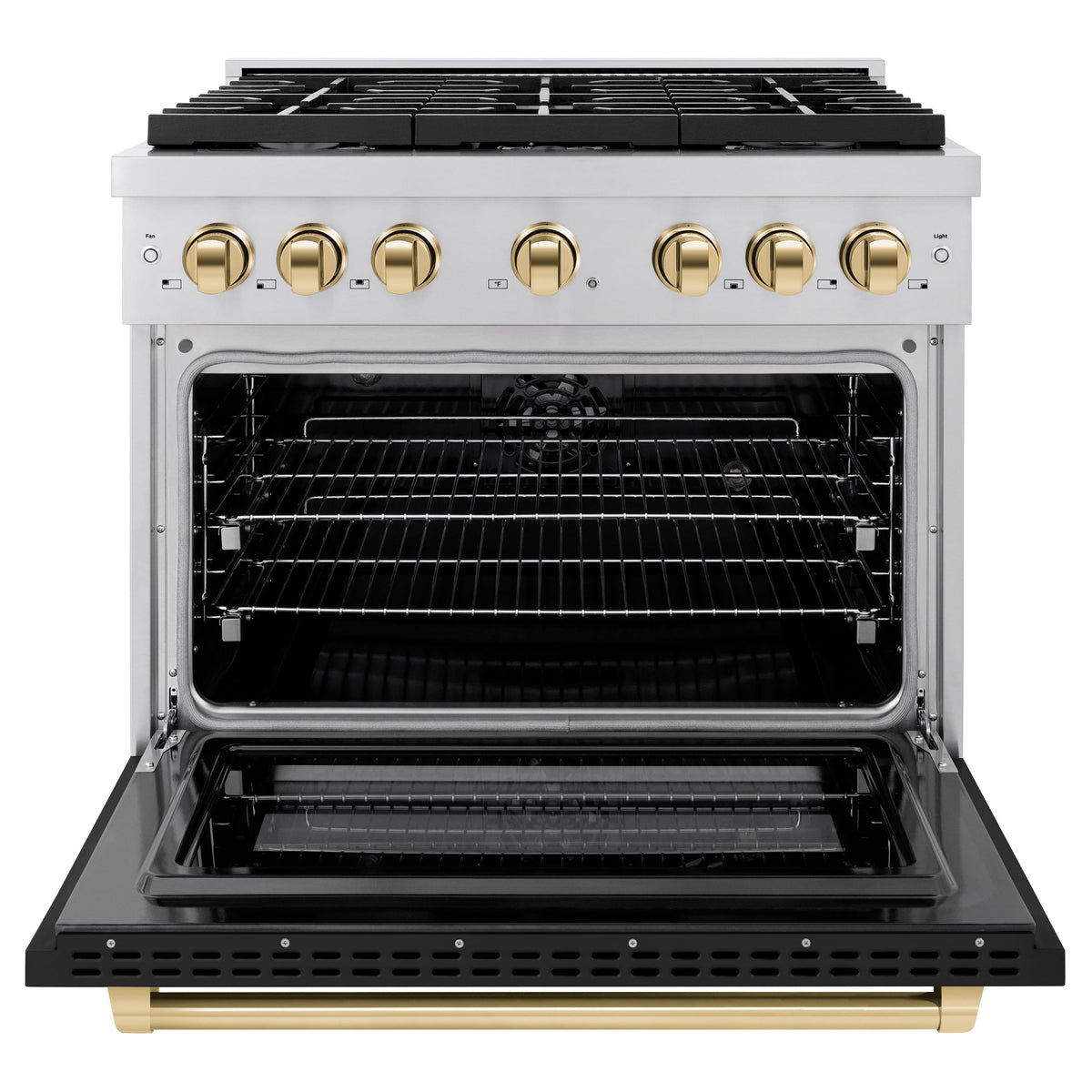36 in. Wide 6 Burner ZLINE Autograph Paramount Dual Fuel Range and Gold Accents (SDRZ-BLM-36-G) - White