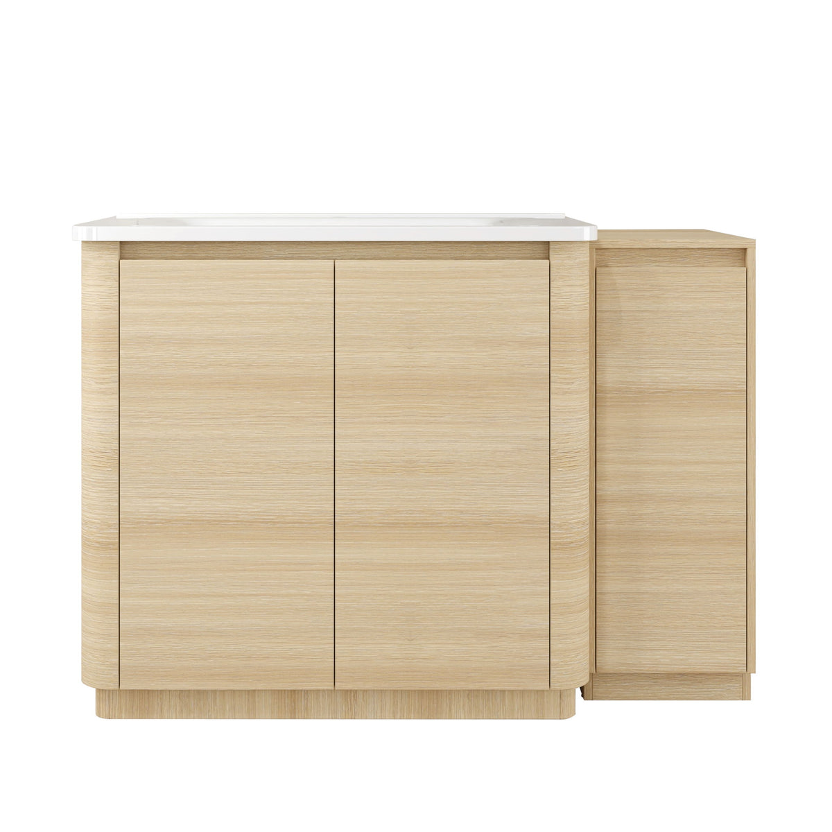 Mueble de baño independiente con lavabo, 1 gabinete de almacenamiento pequeño, puerta con cierre suave