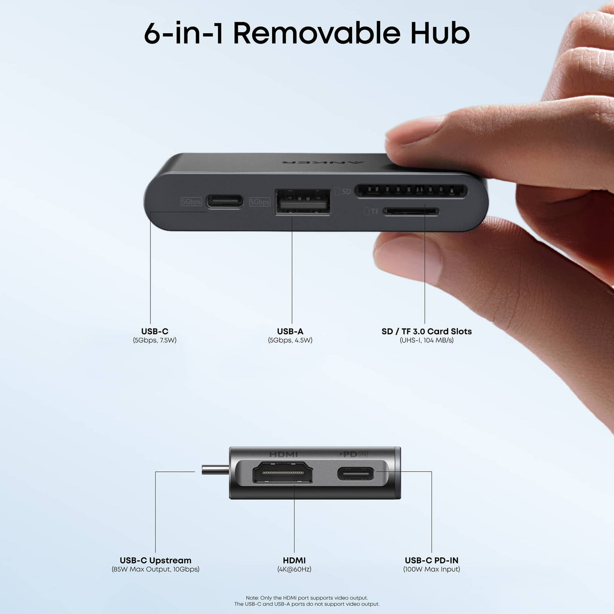 Anker - Nano Docking Station (13-in-1, Triple Display, Built-In Removable Hub) - Black