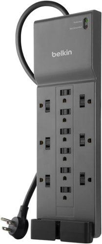 Belkin - Surge Protector for Home/Office with 12 AC outlets, 8-foot cord, and 3780 joules of surge protection - Black