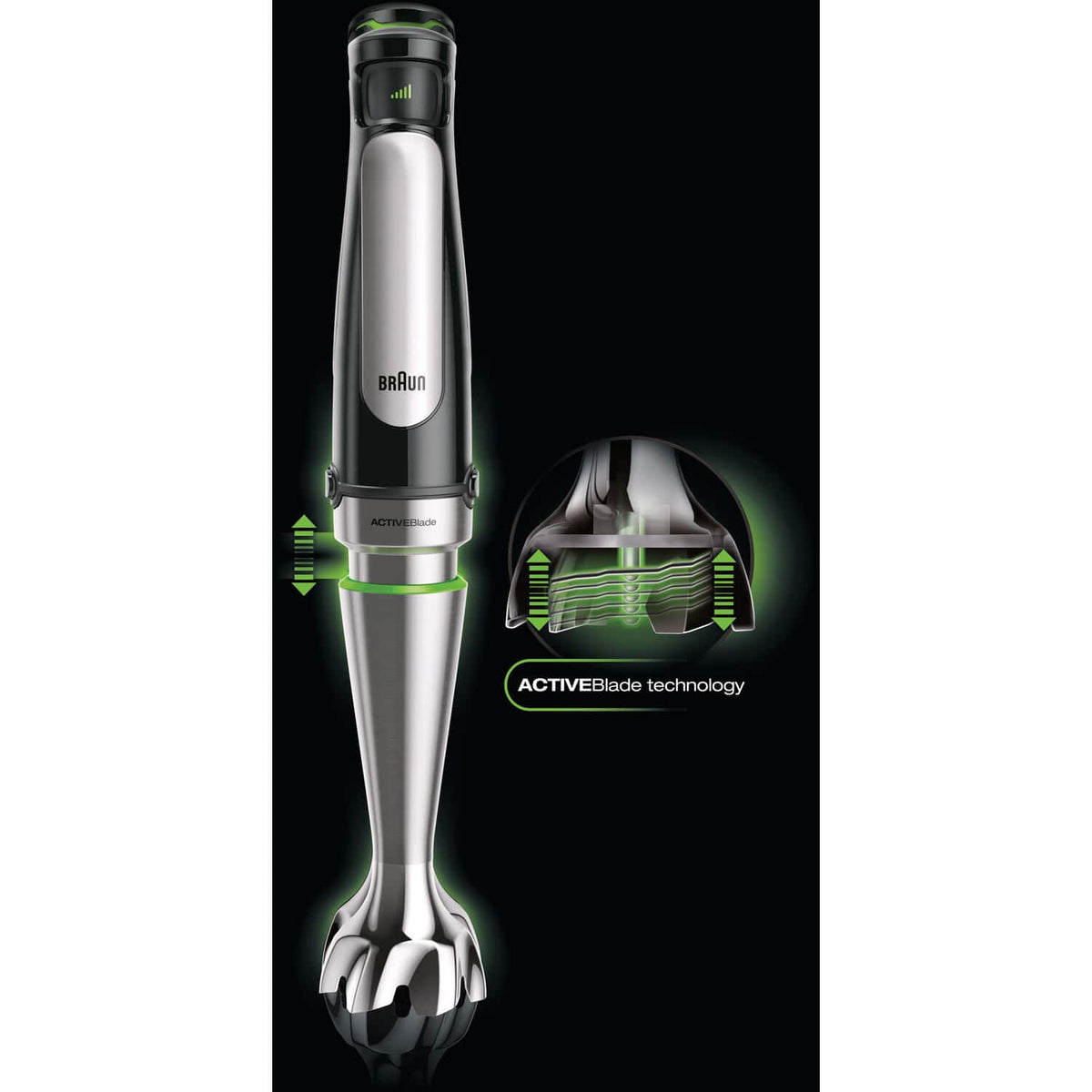 Braun - MultiQuick Smart-Speed Hand Blender with 500 Watts of Power, Whisk, Masher, and 6-Cup Food Processor - Stainless Steel