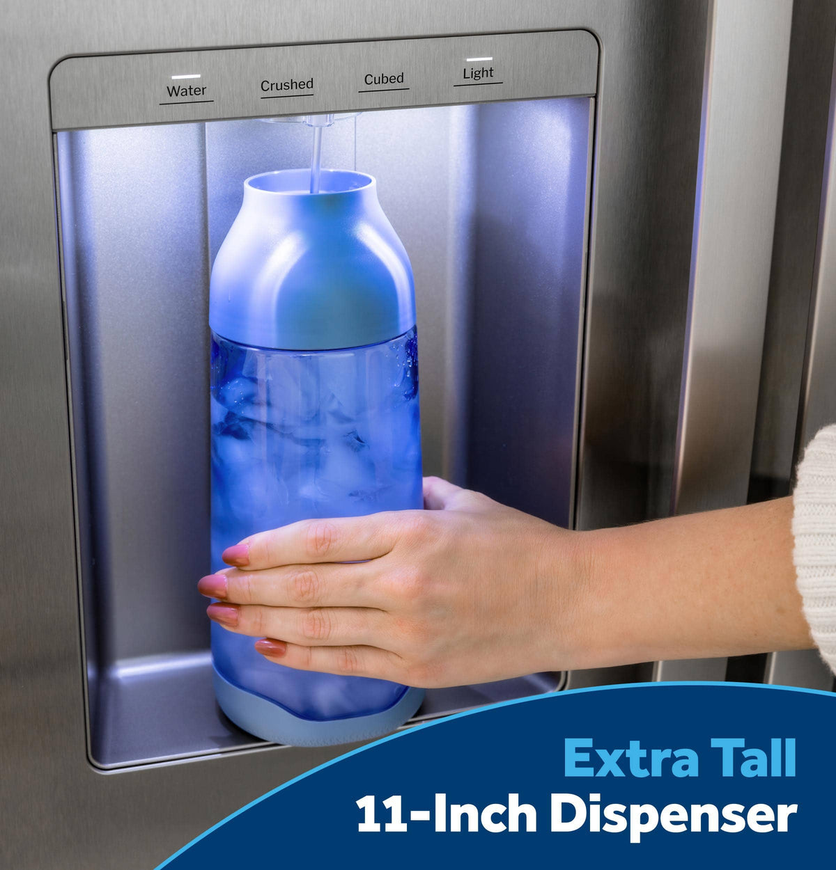 GE - 36 in. Wide 23.6 Cu. Ft. Counter Depth Side-By-Side Refrigerator with Extra Tall Dispenser and In-Door Icemaker - Black