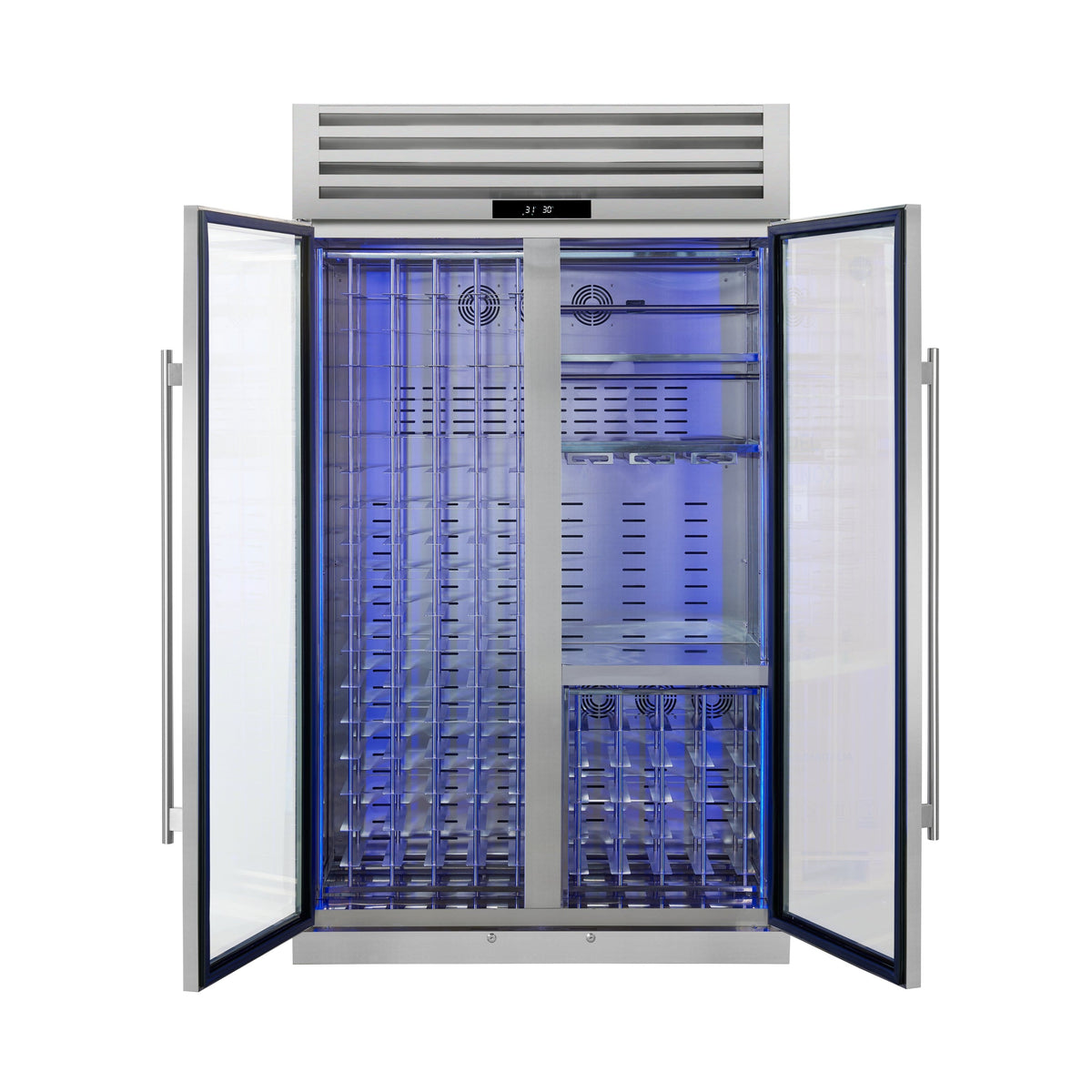 Forno Appliances - Abruzzo 48" Freestanding Dual Zone Wine Cooler with 130-Bottle Capacity, LED Lighting and Door Lock - Stainless Steel