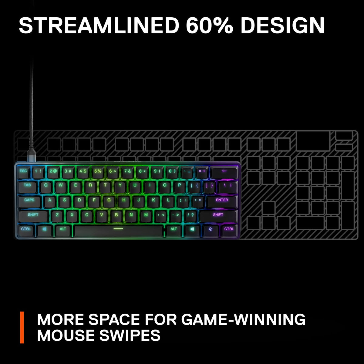 SteelSeries - Apex 9 Mini 60% Wired Optical OptiPoint Adjustable Actuation Switch Gaming Keyboard with Rapid Tap - Black