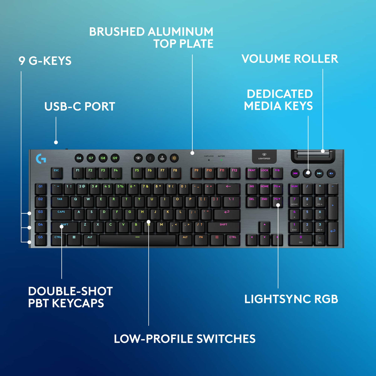 Logitech - G915 X LIGHTSPEED Full-size Wireless Mechanical GL Brown Tactile Switch Gaming Keyboard for PC/Mac with RGB Backlighting - Black