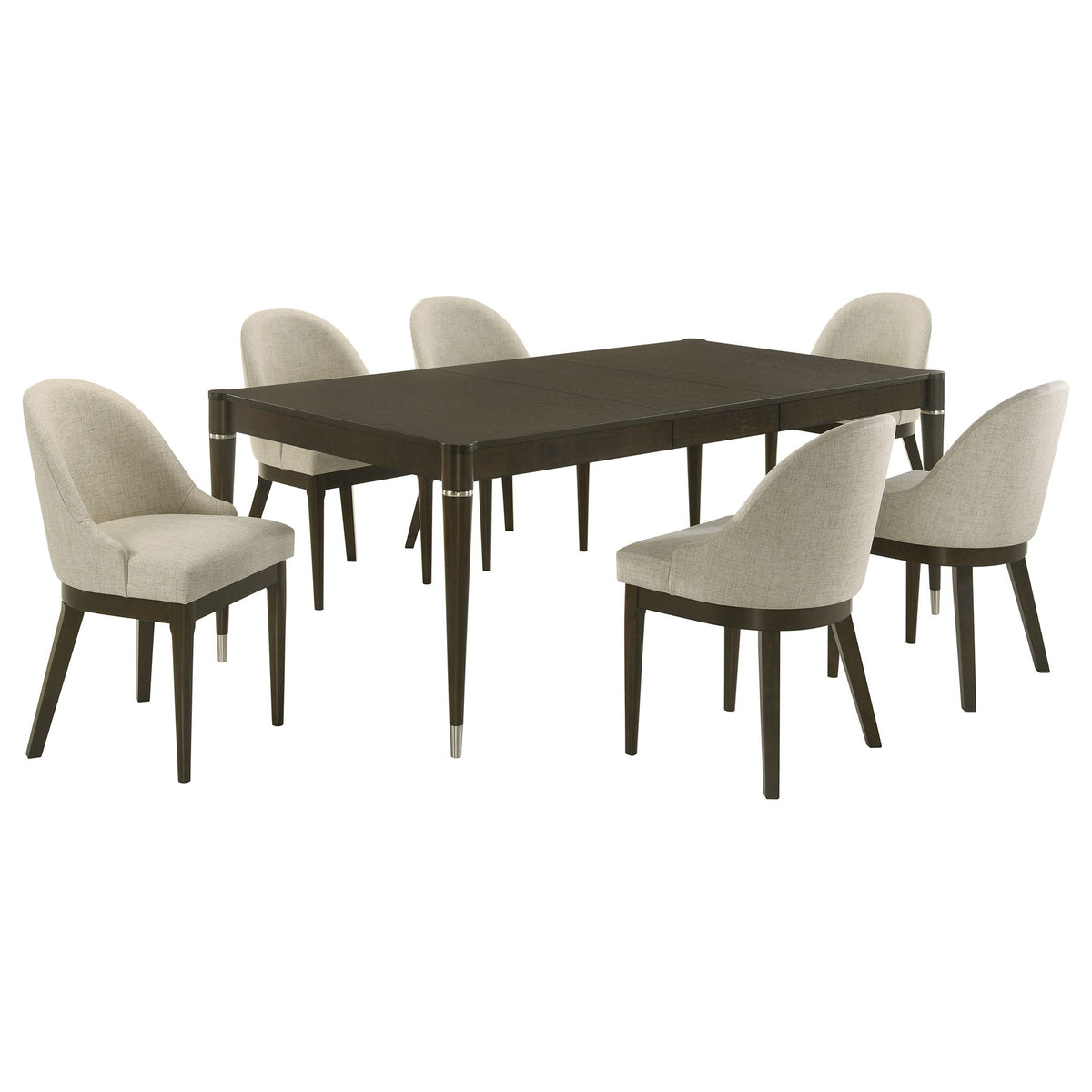 Juego de comedor rectangular de 7 piezas Blakely con mesa extensible y sillas tapizadas - Fresno Marrón