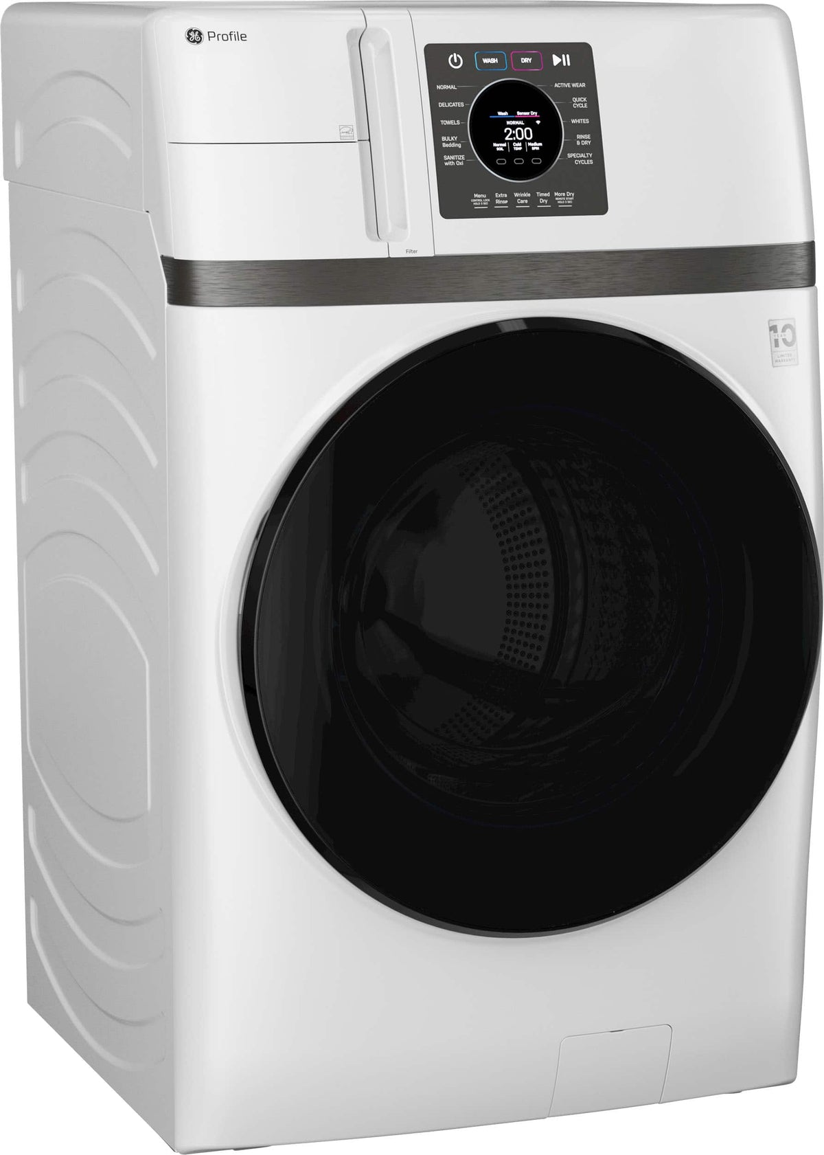 GE Profile - UltraFast 4.6 Cu. Ft. High-Efficiency Smart Front Load Washer and Electric Dryer Combo with Steam and Ventless Heat Pump - White
