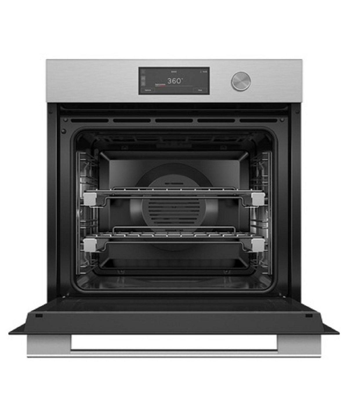 Fisher & Paykel - 24" 3 CF Single Built-in 6.8" Touchscreen w/Dial, Self-Cleaning Oven - Brushed Silver