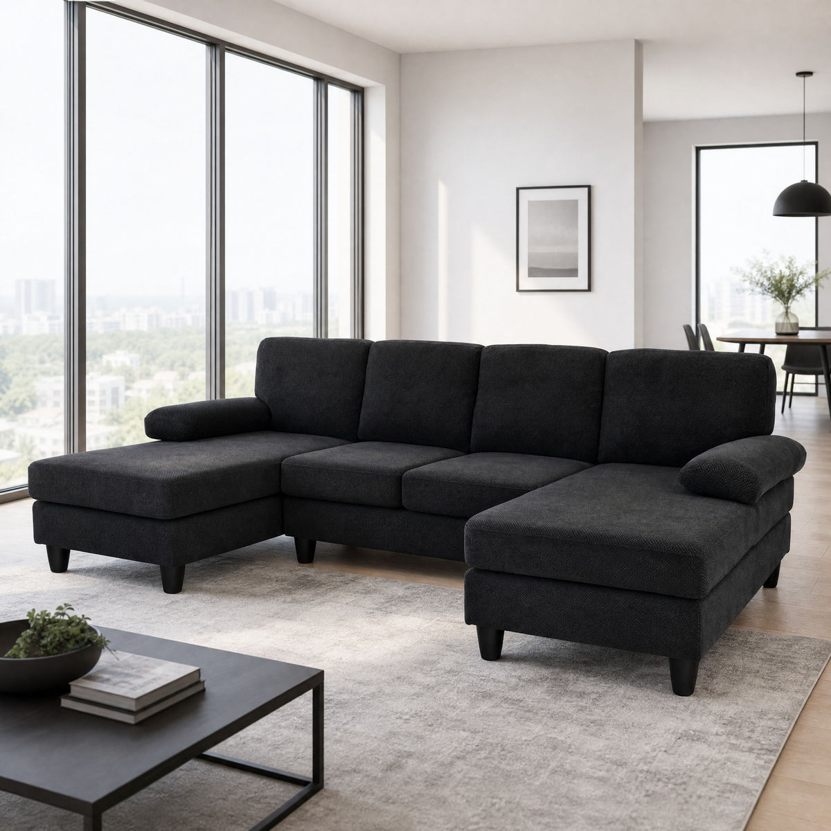 Sofá en forma de U con doble chaiselongue
