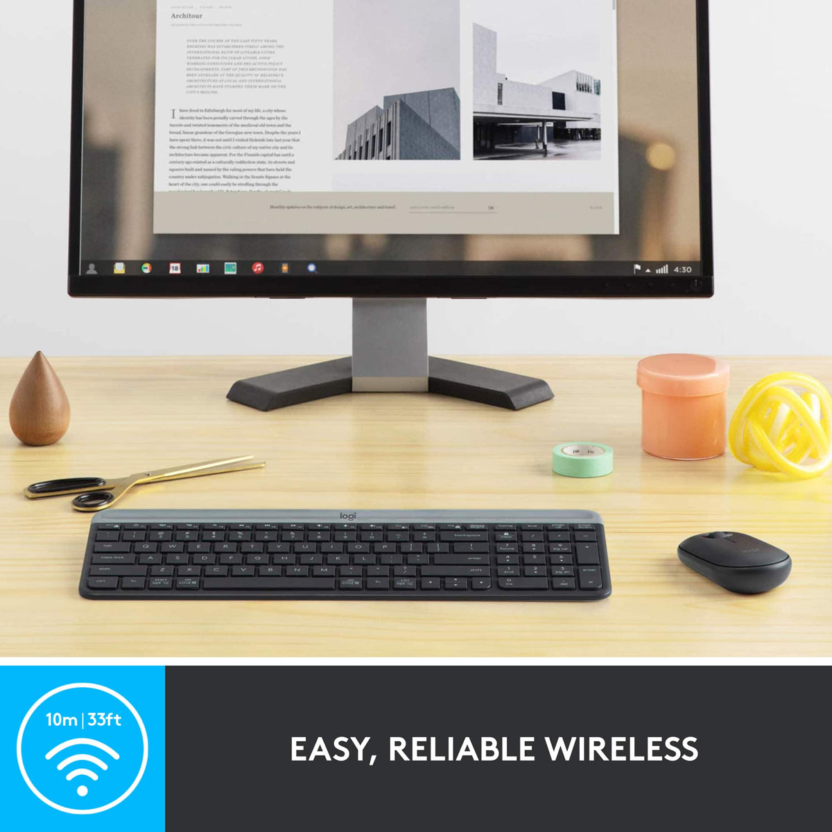 Logitech - MK470 Full-size Wireless Scissor Keyboard and Mouse Bundle for Windows with Quiet clicks - Black/Gray