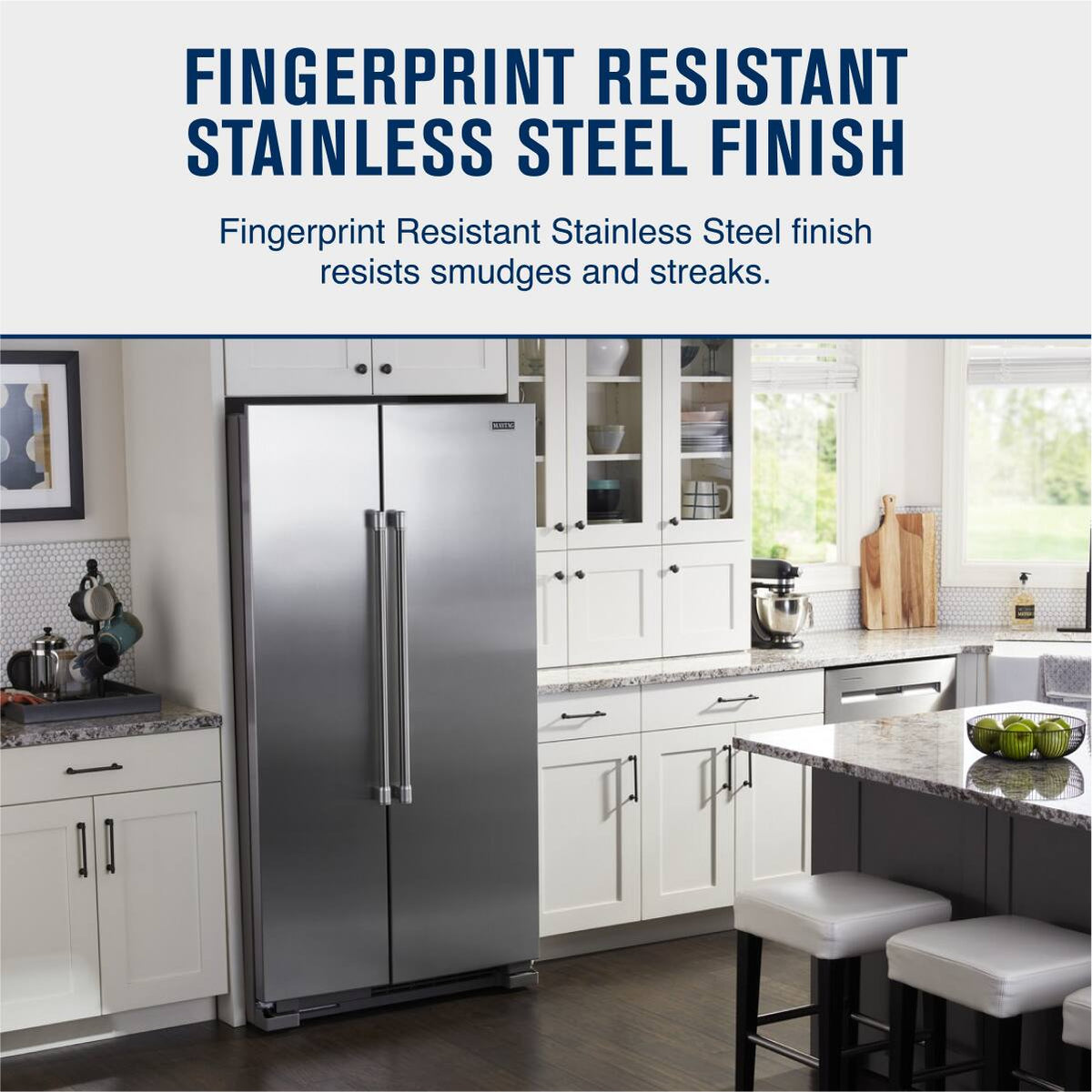 Maytag - 36 in. Wide 25 cu. ft. Side-by-Side Refrigerator with Humidity-Controlled FreshLock Crisper - Fingerprint-Resistant Stainless Finish