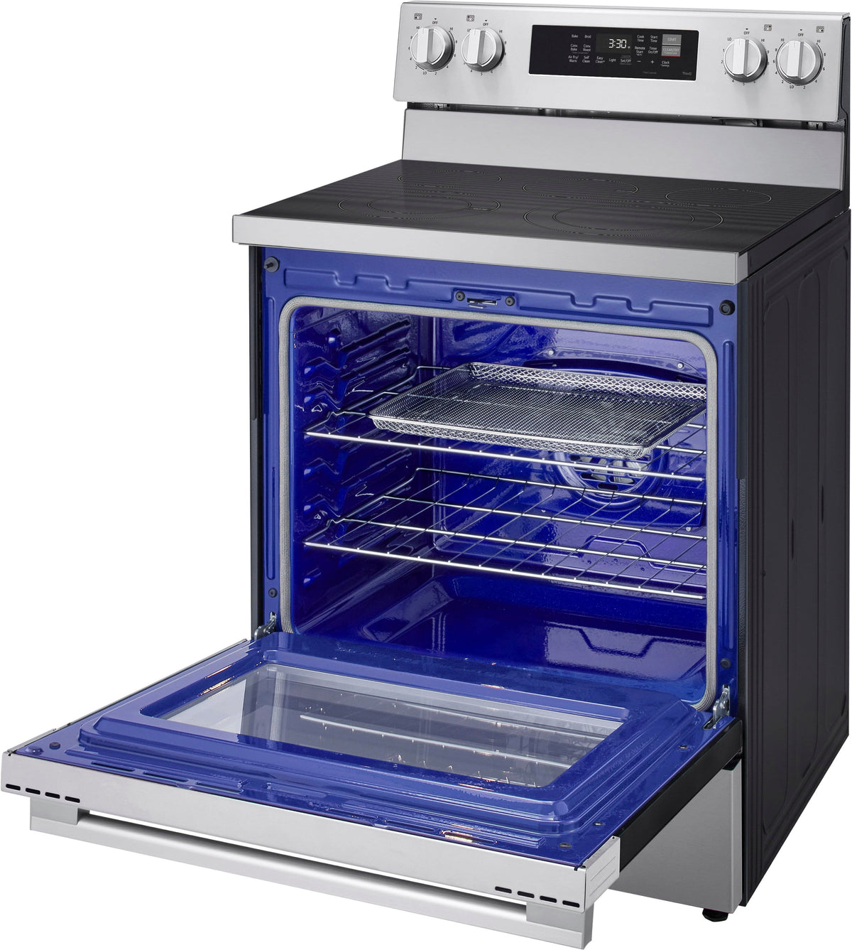 LG - 30-in Wide 6.3 Cu. Ft. Freestanding Electric True Convection Smart Range with 5 Elements, Air Fry and UltraHeat Element - Stainless Steel