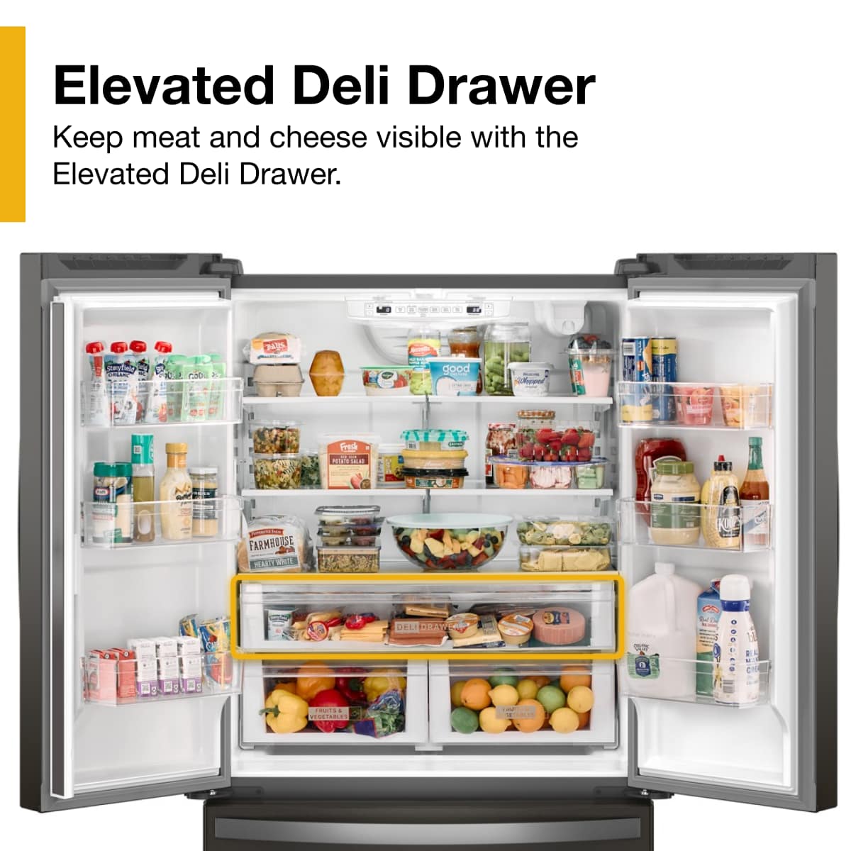 Whirlpool - 36 in. Wide 20 cu. ft. French Door Bottom Mount Counter-Depth Refrigerator - Print Resist Blk Stnlss