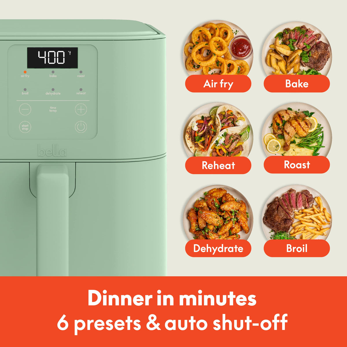 Bella - Fits-anywhere Kitchenware: 6-qt. Slim Air Fryer - Seaglass