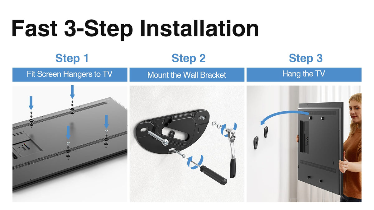 ErgoAV - AnyWall Ultra Slim TV Mount for 40″ to 90″ TVs™ - Black