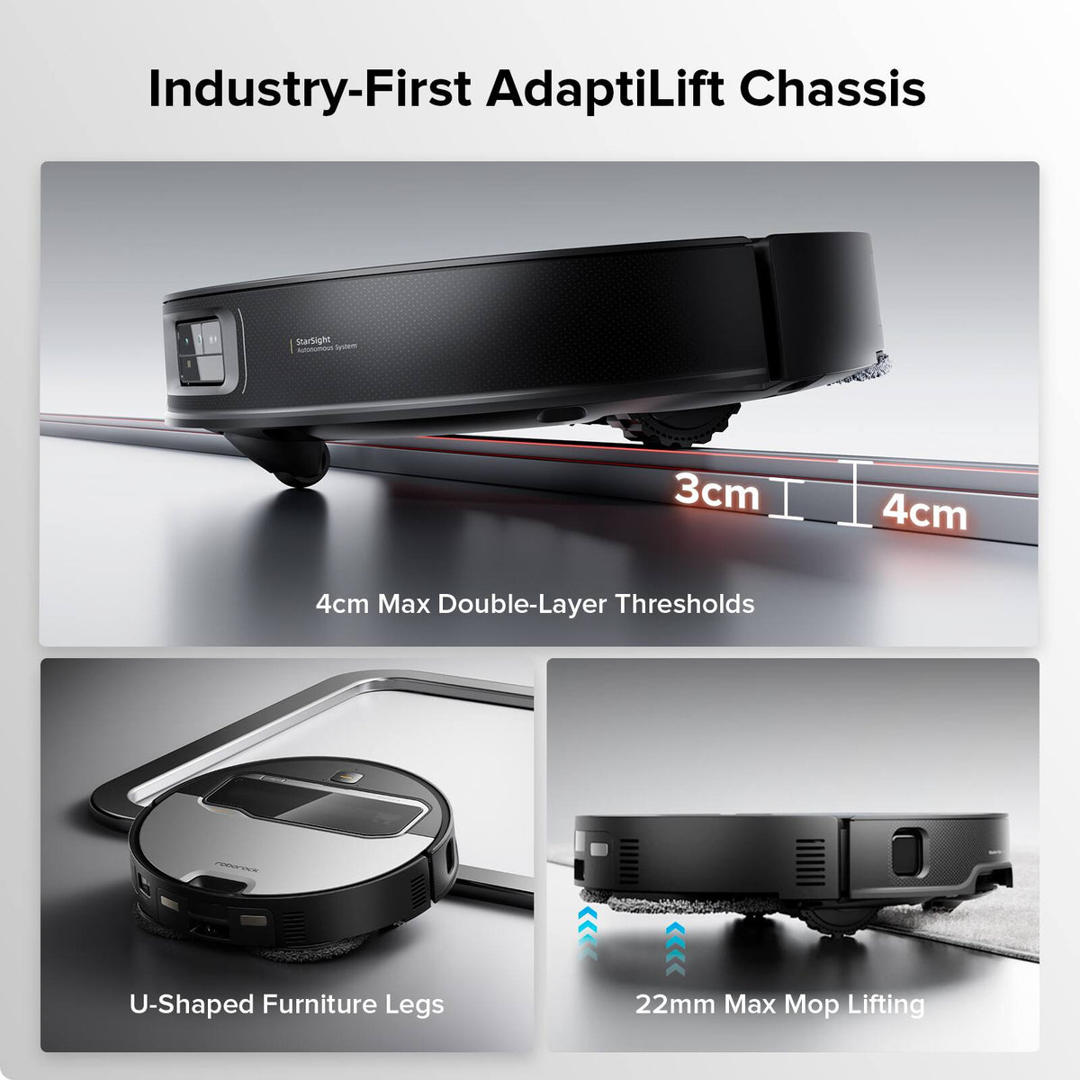Roborock - Saros Z70 Robot Vacuum & Mop, OmniGrip Arm, 22,000Pa Suction, 3.14" Ultra Slim, Obstacle Avoidance, AdaptiLift Chassis - Silver