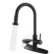 3 In 1 Kitchen Faucet With Press Type Glass Rinser, High Arc Pull Down Sprayer
