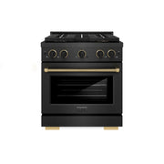 ZLINE - 30 in. Wide 4 Burner Designer 4.2 cu. ft. Freestanding DuoPro Dual Fuel Range with with Black and Bronze Accents - Black Satin Stainless Steel