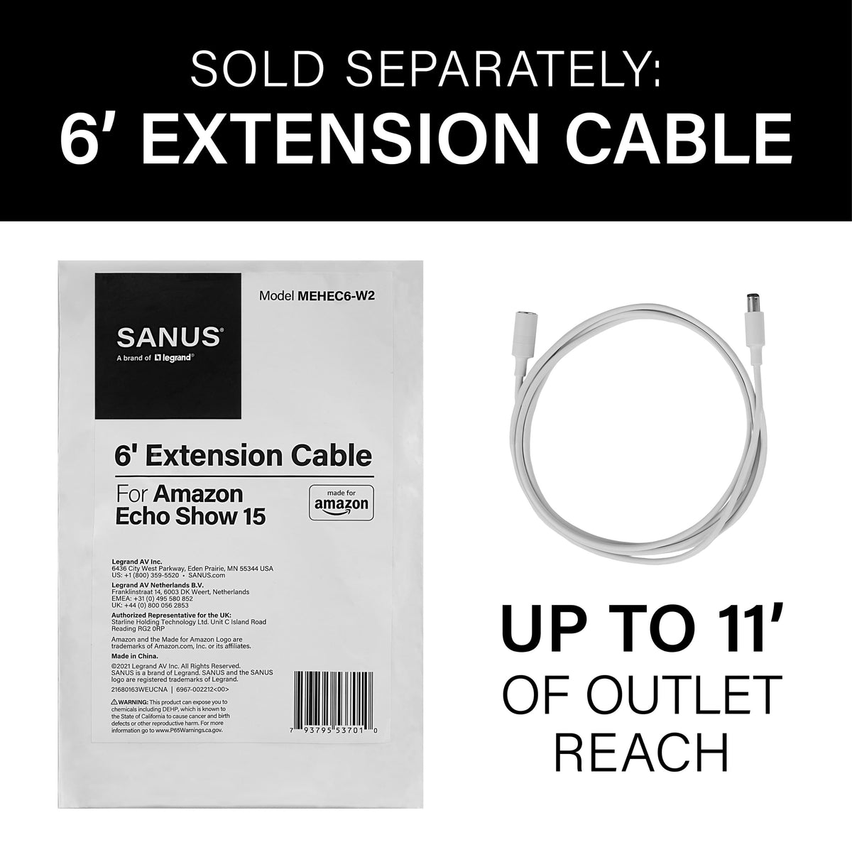 Sanus - Echo Show 15 Tilt and Swivel Stand - Black