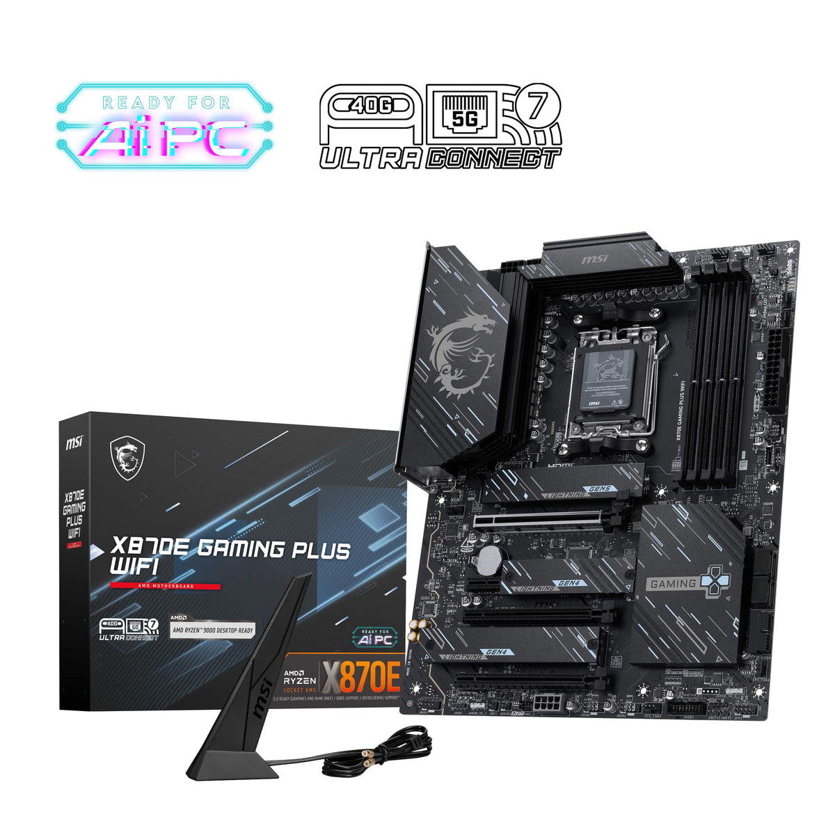 MSI - X870E GAMING PLUS WIFI (Socket AM5) AMD X870E ATX DDR5 Wi-Fi 7 Motherboard - Black