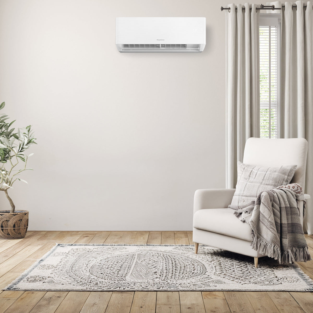 Keystone - Summit 115V 550 Sq. Ft. 12,000 BTU Smart Mini Split Air Conditioner 12,400 BTU Heater - White