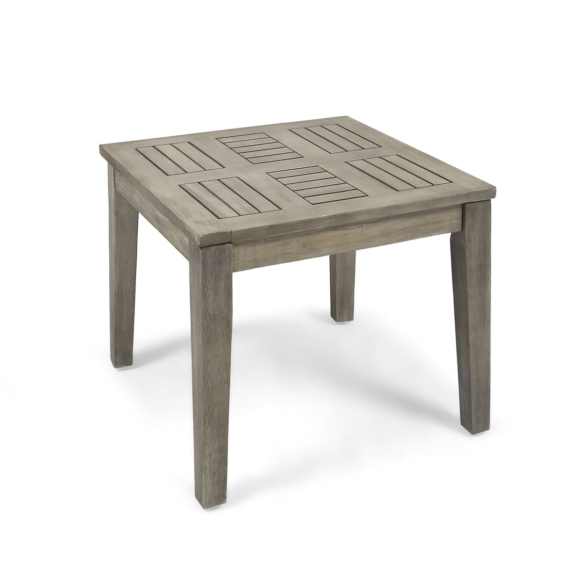 Dexterity - Outdoor Square Side Table With Wood Frame - Gray