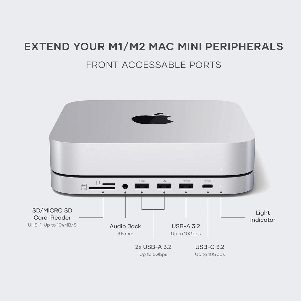 Satechi - Stand & Hub For Mac Mini / Studio With NVMe SSD Enclosure - Silver