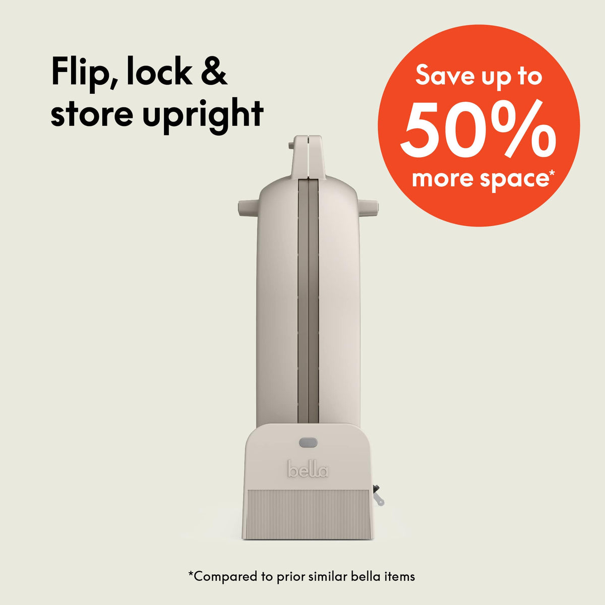 Bella - Fits-anywhere Kitchenware: Flip & Store Belgian Waffle Maker - Oatmilk