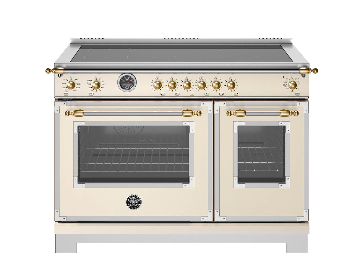 Bertazzoni - 48" Heritage Series Induction Range - Avorio/Gold - Ivory