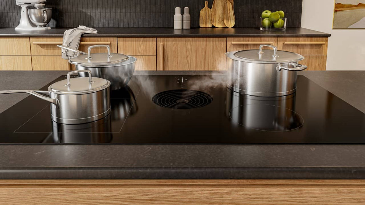 KitchenAid - 30 in. Wide 4 element Built-In Downdraft Electric Induction Cooktop with Quiet Ventilation - Black