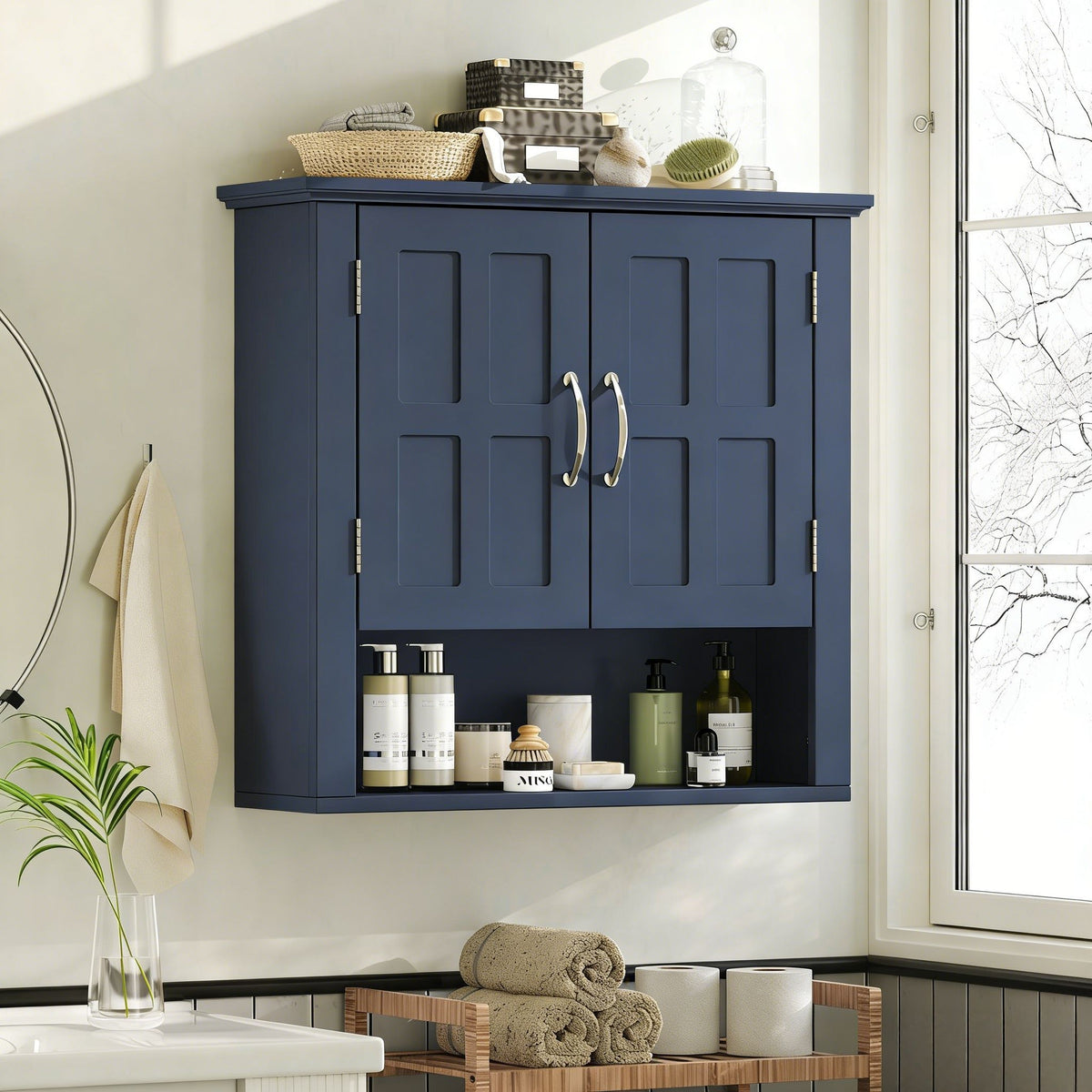 Armario De Pared Multifuncional Con Estantes Ajustables Para Baño