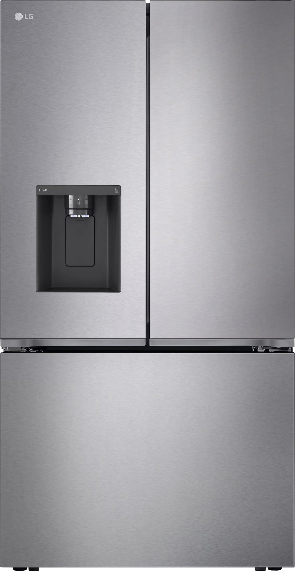 LG - 36-in Counter-Depth MAX 25.5 Cu. Ft. French Door Smart Refrigerator with Ice Plus - PrintProof Stainless Steel Look