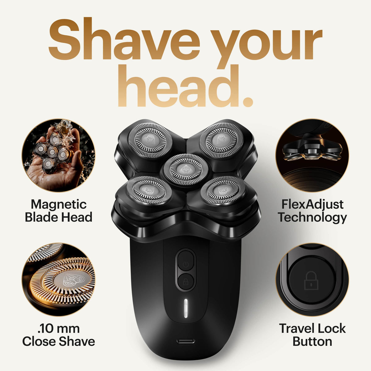Manscaped - The Dome Shaver Pro Essentials Kit Rechargeable Wet/Dry Scalp and Bald Head Shaver Gift Set - Black