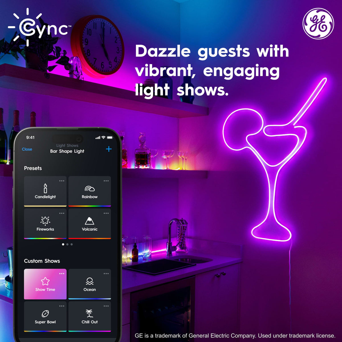 Cync - Dynamic Effects LED Neon Shape Rope Light, Color Changing, 10ft - Full Color