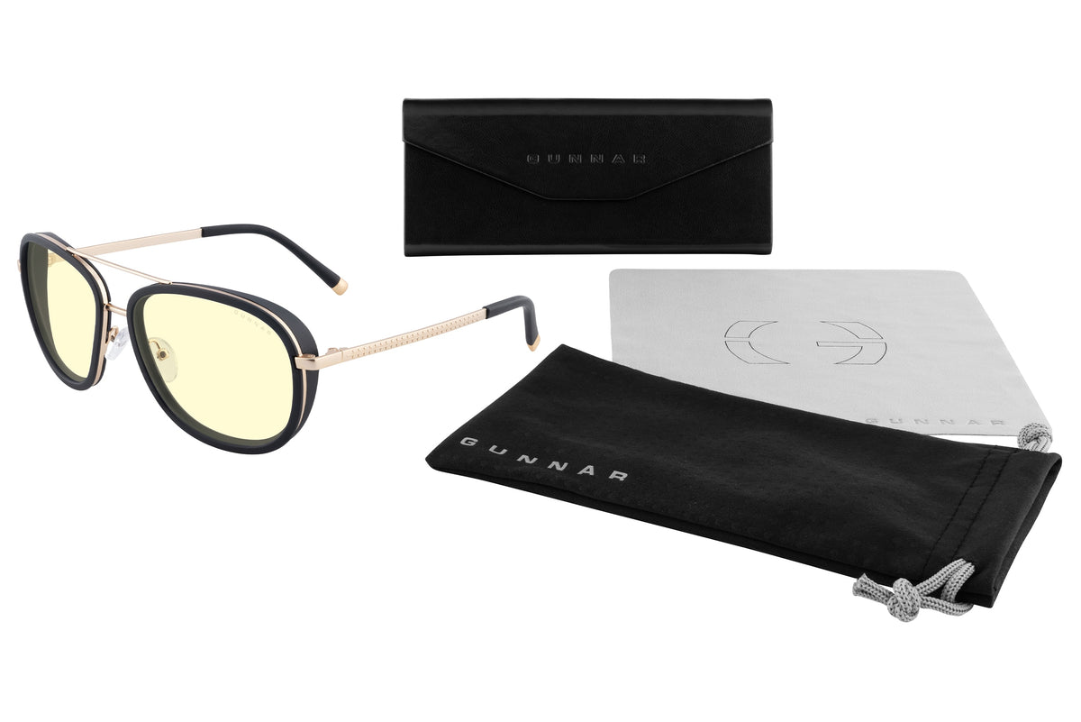 GUNNAR - Dume Computer Glasses with Blue Light Reduction, Amber Lenses - Gold