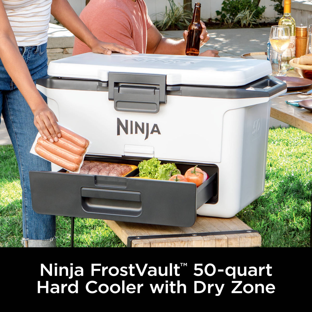 Ninja - FrostVault 50qt Hard Cooler with Dry Zone - Cloud White