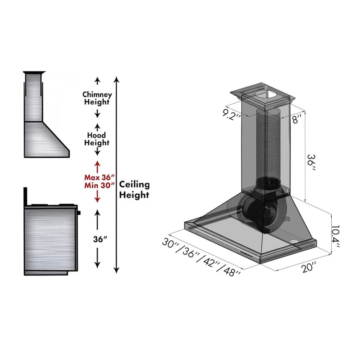 ZLINE - 30 inches - Externally Vented - Wall Range Hood - Copper