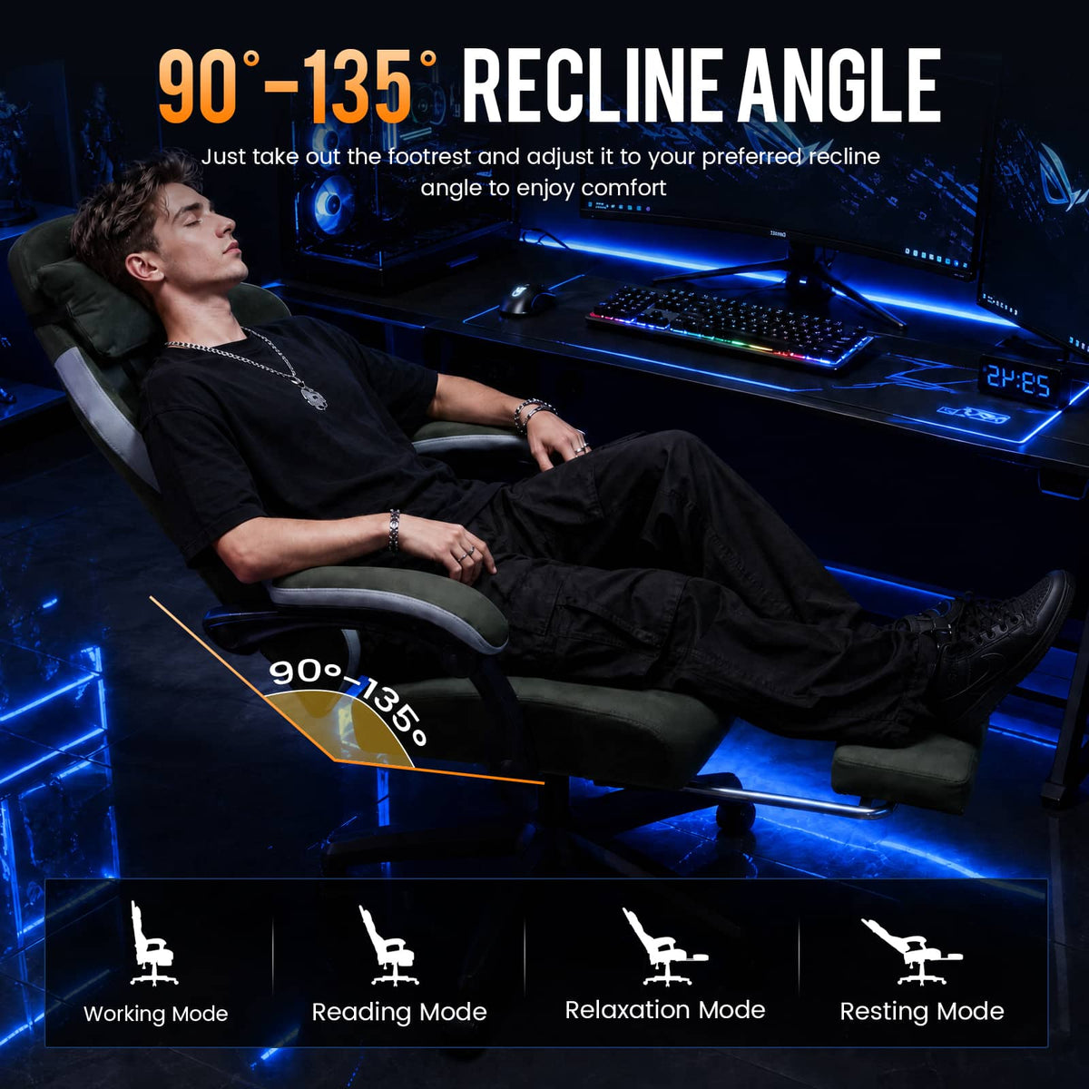 GTPlayer - Ergonomic Gaming Chair with Breathable Fabric - Black