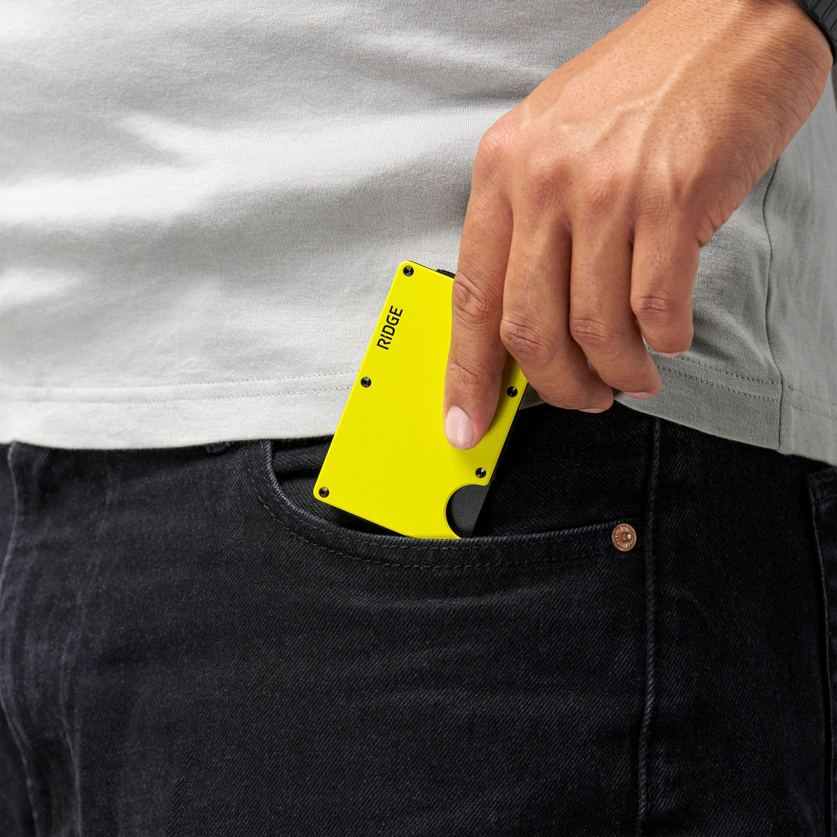 The Ridge Wallet - Hyper Lime - Cash Strap - Yellow