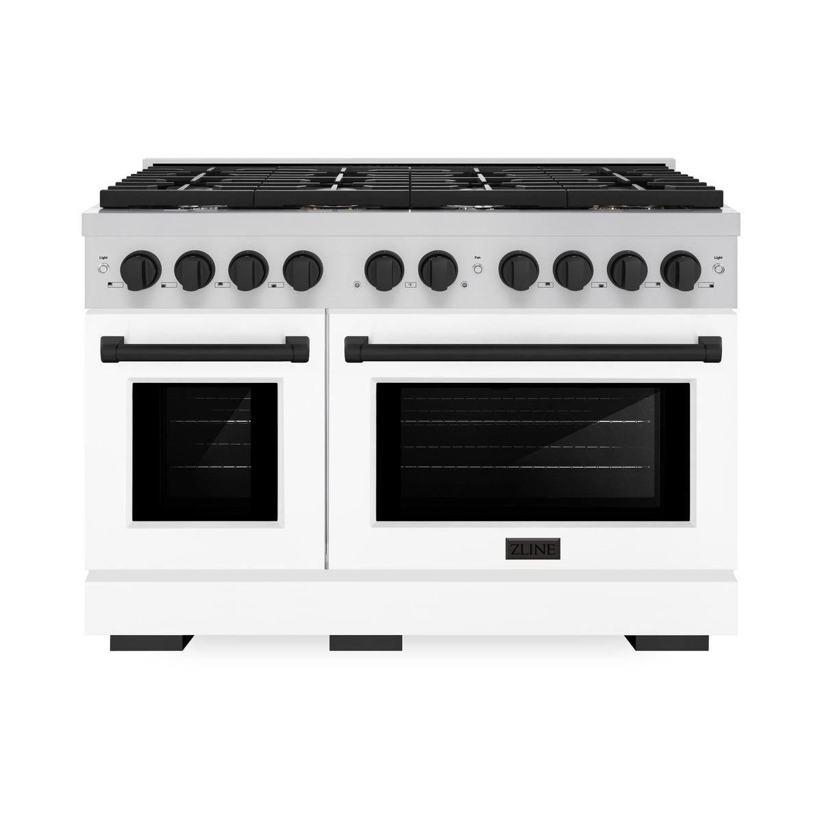 ZLINE - 48 in. Wide 8 Burner Autograph Paramount Double Oven Dual Fuel Range with White and Black Accents (SDRZ-WM-48-MB) - White