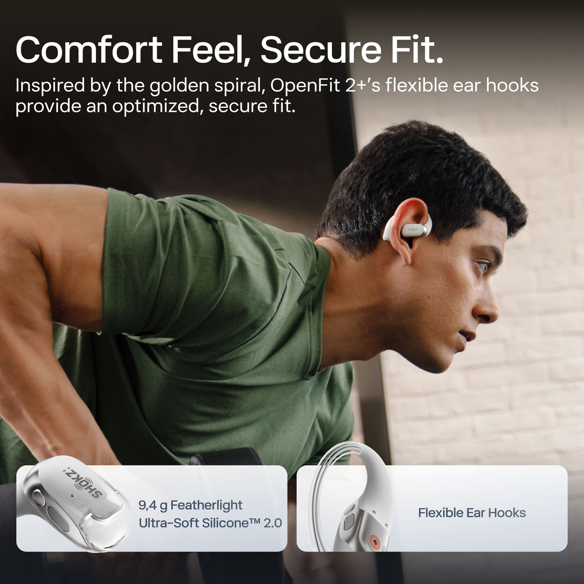 Shokz - OpenFit 2+ Open-Ear True Wireless Bluetooth Earbuds - Gray