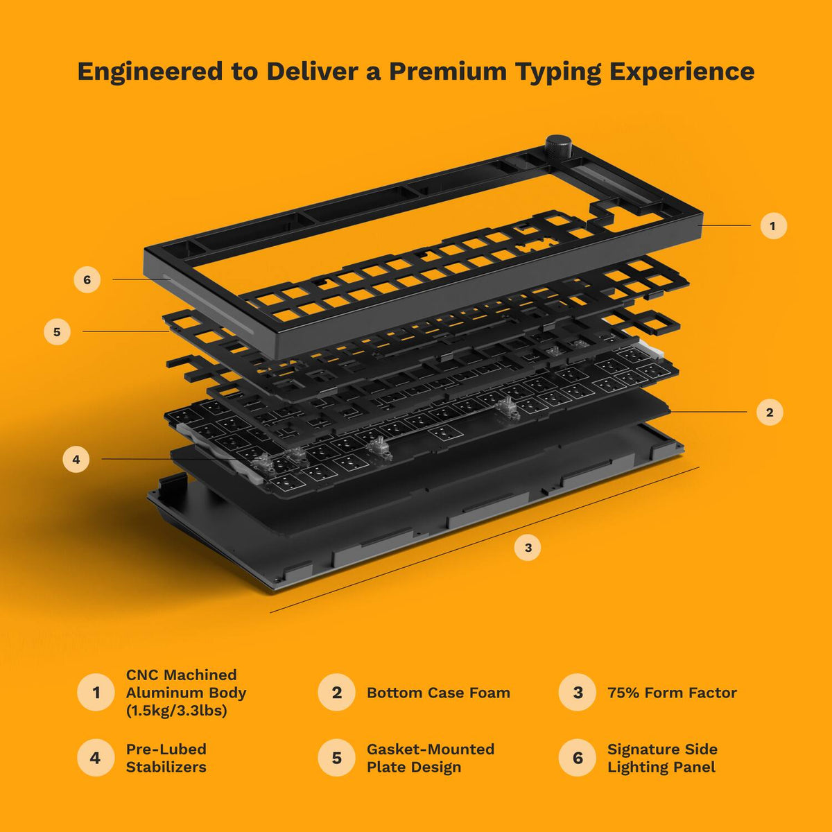 Glorious - GMMK PRO Prebuilt 75% Wired Mechanical Keyboard - Black