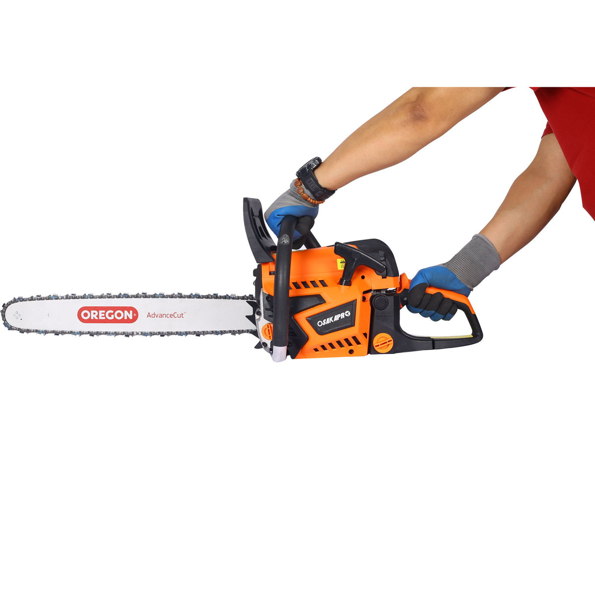 52Cc Gasoline Chainsaw With 20" Oregon Bar And Chain For Wood Cutting Plastic - Orange